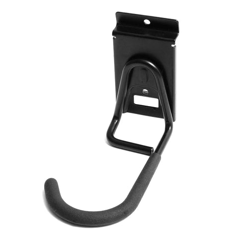 Heavy Duty Bike Hooks PVC Coated Wall Mount Hangers For Mountain Road Hybrid And Folding Bikes Vertical Bicycle Storage Rack 2 Pack Black Sturdy Steel EVA Foam Protected Easy Install close-up view