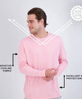 Men's ProtectUV Long Sleeve Tee With UPF 50 Plus Sun Protection Ice Blue Microfiber All Day Comfort Stain Release with UV illustration