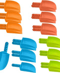 Kids Sand Shovel Bulk Pack 12 Heavy Duty Plastic Beach Shovels in orange, blue, and green for Beach Day Chaos