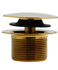 Slick Sch 40 Pvc Bathtub Waste Assembly With Illusion Overflow Plate And Tip Toe Drain Plug Polished Brass Finish close-up view.