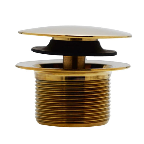 Slick Sch 40 Pvc Bathtub Waste Assembly With Illusion Overflow Plate And Tip Toe Drain Plug Polished Brass Finish close-up view.