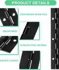 Heavy Duty Piano Hinges 4 Pack 12 Inches By 1.2 Inches Black Stainless Steel Workhorse Hardware For Cabinets Doors DIY Wood Boxes Toolbox Furniture And Industrial Projects Screws Included product detail view