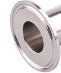 Close-up of stainless steel 304 sanitary tri-clamp flange, 1.5-inch clamp, 1-inch tube OD
