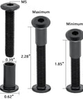 25 Piece M8x40mm Black Furniture Bolts And Cabinet Connector Screws With Barrel Nuts Kit showing M5 bolts in various lengths.