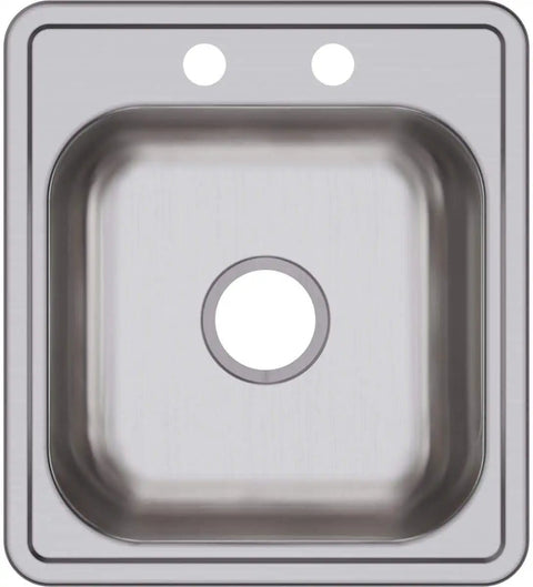 Top view of Single Bowl Drop-In Stainless Steel Bar Sink For Your Home Bar Setup, 17 X 19 Inch, 6-3/16 Inch Deep, 3.5 Inch Drain.