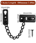 Heavy Duty Stainless Steel Door Chain Lock With Spring Loaded Push Button Latch And Thickened Chain Black Finish dimensions