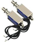 Duo Pack 12V DC Solenoids with 5N Force and 10mm Stroke, 300mA Pull Push Type Electromagnets, wires and plunger