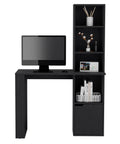 Adjustable Gaming Standing Computer Desk With Toolless Interlocking Setup Sturdy Small Home Office Table featuring black finish and monitor.