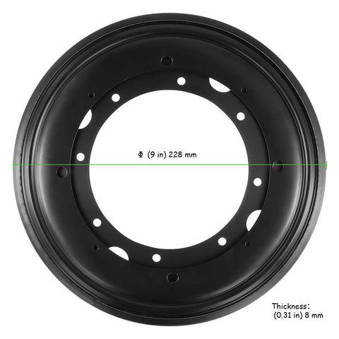 9 inch black cold rolled steel base for Buttery Smooth 9 Inch Lazy Susan Turntable Hardware 6 Pack, showing hole pattern.