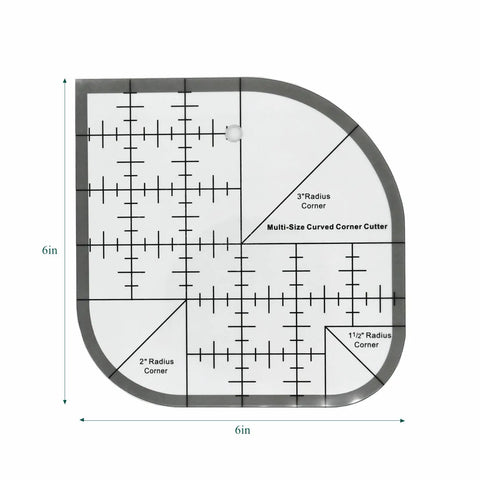 Clear Acrylic Quilting Ruler With Templates And Curved Corner Cutter For Precise Fabric Cutting, Patchwork And Sewing DIY Quilting Projects, Go To Black 6x6 Tool