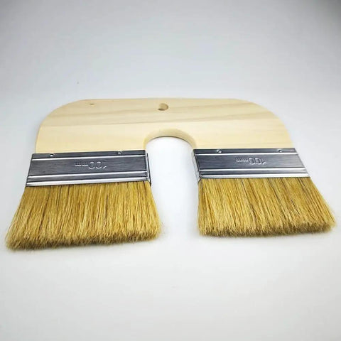 U Shaped Limewash Paint Brush With Double Head For Mineral Paints 200mm Natural Pig Bristle Stainless Steel Ferrule Ergonomic Handle