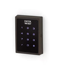 Heavy Duty Motorized Touchscreen Keypad Smart Deadbolt Hooks Up To August Wifi Bridge And DoorSense For Absolute Zero Fuss Auto Lock Home Security constructed in rich oil rubbed bronze showing illuminated keypad.