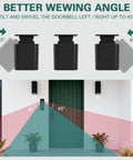 Illustration of Adjustable 45 Degree Wall Mount Bracket for 2025 Video Doorbell Gen 2 With Weather Cover highlighting viewing angles