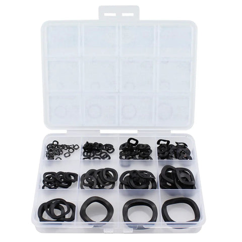 250 Pcs Triple Wave Spring Washers High Octane Manganese Steel Compression kit displayed in a clear organizer with assorted sizes.