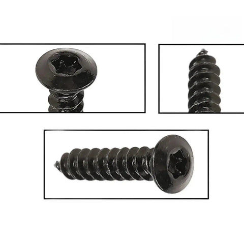 Beefy Tail Light Lens Upper Screw Kit For 2005 To 2013 Corvette C6, black metal screw, close-up side view