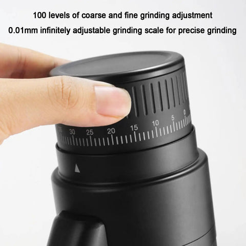Pro Level Electric Conical Burr Coffee Grinder With 55mm 30G Single Dose Burrs And No Drama Micro Dial showing precise adjustment controls.