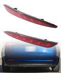 Straight Up High Output Rear Bumper Lights For Tesla Model 3 2017 To 2022 showing two tail lights with red lens design.