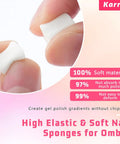 Close-up of Pro Grade Nail Art Sponges from a 100pcs set for ombre gel nails with soft elastic material for seamless manicures.