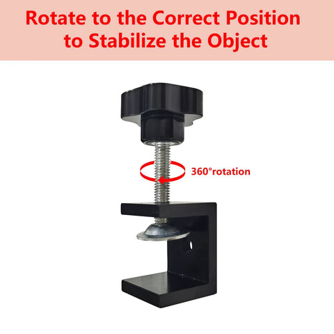 Set Of 4 Heavy Duty C Clamps For Woodworking And Metalworking, black aluminum alloy clamp with rotating screw mechanism, side view