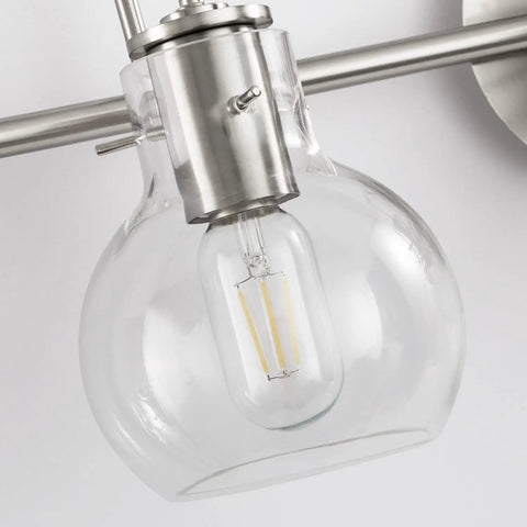 Brushed Nickel Vanity Light Fixtures Over Mirror With Glass Shade Modern Wall Sconce 3 Light Bath Bar Easy Install Over Mirror Bathroom Lighting Sleek Contemporary Glass Shade Durable Stainless Steel
