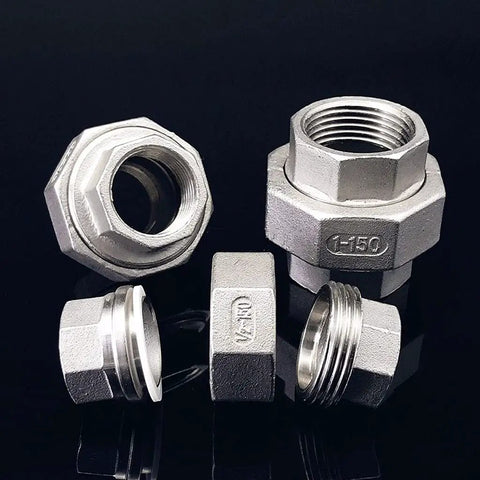 Rock Solid 304 Stainless Steel Coupling Union Pipe Connector Featuring Female To Female Threads for No Sweat Plumbing Jobs and Serious Corrosion Defense.