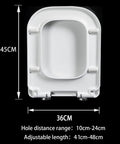 Built Tough White Square Toilet Seat With Soft Close Slow Closing Lid Crafted From Scratch Proof Urea Resin Plus Stainless Adjustable Hinges for dead silent home upgrade dimensions 45cm by 36cm
