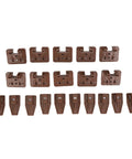 Alt Tag: Center Mount Drawer Slides For Dressers And Cabinets, 10 Sets With Screws Included, Easy Install, Lightweight 150g, Fits Nightstands And Other Furniture, Durable Plastic Drawer Guide Hardware in brown color.
