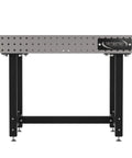 Hardcore Heavy Duty Steel Welding Fixture Table With Laser Cut Holes And Adjustable Levelers For Your Shop Rig And 48X30 Grind Ready Metal Fabrication Setup, front view showing sturdy design.