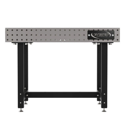 Hardcore Heavy Duty Steel Welding Fixture Table With Laser Cut Holes And Adjustable Levelers For Your Shop Rig And 48X30 Grind Ready Metal Fabrication Setup, front view showing sturdy design.