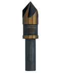 Heavy Duty Badass 3/8 Inch High Speed Steel Countersink Drill Bit With An 82 Degree Sharp Tip, black and gold oxide coating.