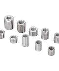 33 Piece M8x1.25 Stainless Steel Threaded Insert Kit For Wood Furniture Repair Self Tapping Sleeves Nut Reducers Restore Stripped Threads And Harden Drawer Pulls Hardware For Easy DIY Assembly, stainless inserts assorted sizes