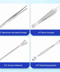 Pro Grade Dissection Kit For Biology Lab And Anatomy Studies With Stainless Steel Scalpel Handle And Blades 38 Piece Set Ideal For Medical And Vet Students Portable Lab Gear For Home Classroom Or Travel: 5in forceps, 4.5in micro forceps