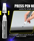 Pearl White Multi Coat Touch Up Paint Kit For Tesla Model Y 3 S X, 2 In 1 Scratch Repair Pen Tip And Brush shown in use