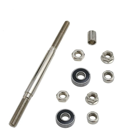 Rear Hub Axle For Multispeed Bikes, 180mm Length, Three Eighths Inch Silver 26 TPI Hub Nut Washer Kit components