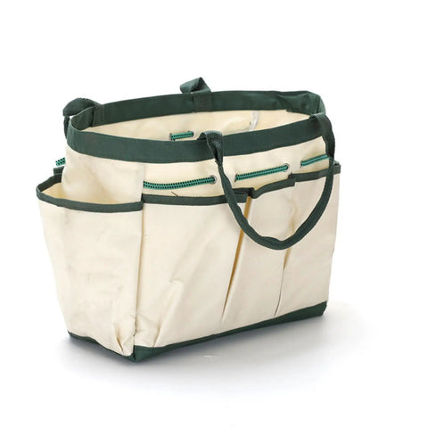 Durable Gardening Tote Bag With Nine Pockets Made From Sturdy Oxford Cloth, easy to clean, with multiple exterior pockets.