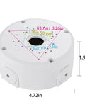 Bullet Security Camera Junction Box Mount Bracket Plastic Rainproof All Weather Enclosure dimensions, 1.96in height, 4.72in diameter