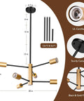 Straight Up Fire Modern Chandelier For Dining Room With Black And Gold Sputnik Ceiling Light Fixture Designed To Hella Elevate Your Everyday Home Vibe Instantly, featuring a 30-inch diameter.