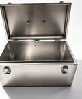 Bulletproof Industrial Stainless Steel Tool Box Heavy Duty Portable Metal Storage Crate For Rock Solid Workshops And Garages That Shuts Out Rust And Keeps Gear Safe From Damage, open view of interior.