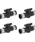 Four Pack 16mm Push To Connect Ball Valve Fittings For Pneumatic Systems, Black 0-60 Degree Flow Control, nickel plated copper