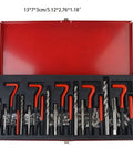 Pro Grade 131 Piece Metric Thread Repair Kit With HSS Drill Bits Taps Threaded Wire Inserts And Break Off Tool Set For Auto Engine Repairs Durable Heavy Duty Steel Construction For Long Lasting Performance open case with metric taps, drill bits and wire inserts