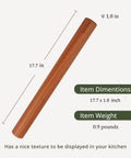 Solid Sapele Wood Dowel Rolling Pin For Baking With Tapered Design Boss For Fondant Pie Crust Cookies And Pastry Seventeen Point Five Inch