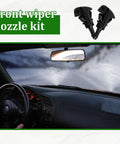 Interior view showcasing installation of Front Windshield Washer Nozzle Set 2 Pack For Chrysler Dodge Ram Replaces 4805742AB 5113049AA.