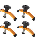 Solid 5-3/8 Inch Aluminum T Track Hold Down Clamps For Robust Bench Projects And Big Workpieces With Wide Clamping Range And Four Piece Set, four clamps viewed from above.