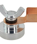 Close-up of Welding Grounding Magnetic Base Clamp for Welder Tool Kit with copper connector and iron base.