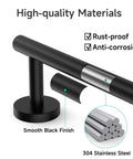 Matte Black Towel Bar 24 Inch Wall Mounted Stainless Steel Towel Rack Split In Two Parts For Total Length 26 Inch focus on materials
