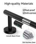 Close-up of smooth black finish 304 stainless steel bar in Matte Black 5 Piece Bathroom Accessories Set for wall mounted use