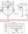 Dimensional drawing of AC 110V Synchronous Turntable Motor Dope Build Friendly 2.5 To 3 RPM 4W CW CCW Direction