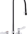 Two Handle Center Set Lavatory Faucet With Gooseneck Spout 1.0 GPM Laminar Flow, Solid Brass, Polished Chrome finish