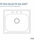 Diagram showing three-hole configuration compatible with Chateau Two Handle Kitchen Faucet Chrome With Aerated Water Stream ADA Compliant