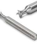 Tough As Nails Heavy Duty Four Flute Dovetail Bit Cutter End Mill Featuring Cemented Carbide Straight Shank close-up view.